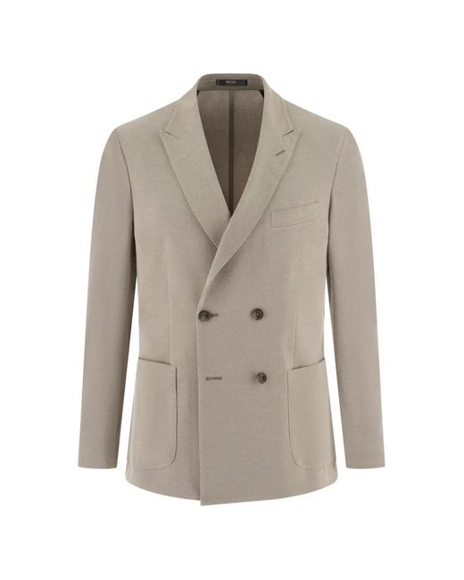 Boggi Gray Double-Breasted Patch-Pockets Blazer for men