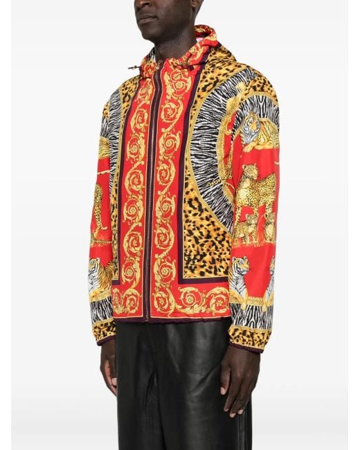 Versace Red Wild Cats Windbreaker Jacket for men
