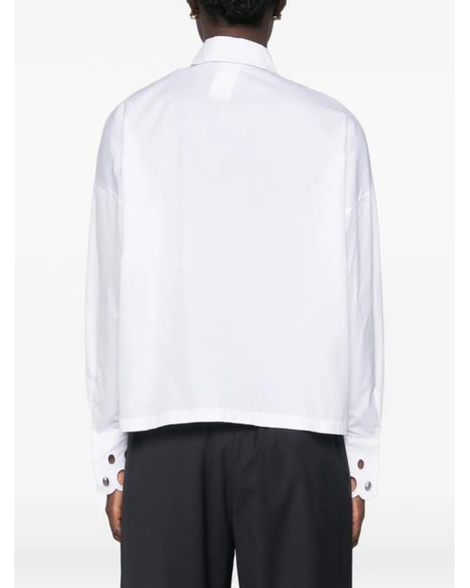 Max Mara White Mststaffa Laser-Cut Buttoned Shirt