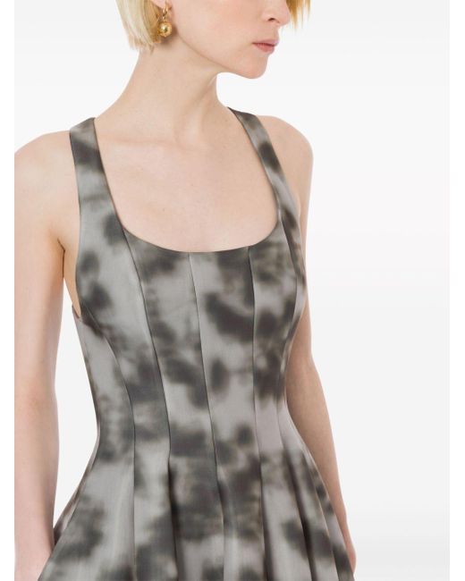 Philosophy Di Lorenzo Serafini Gray Abstract-Print Full-Skirt Dress