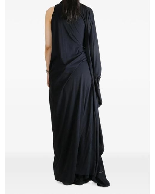 Balenciaga Black One-Shoulder Graphic-Print Maxi Dress