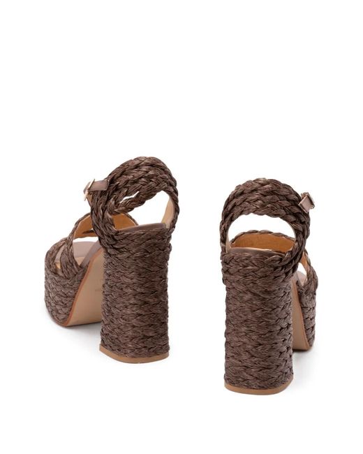 Castaner Brown Platform Raffia Espadrilles