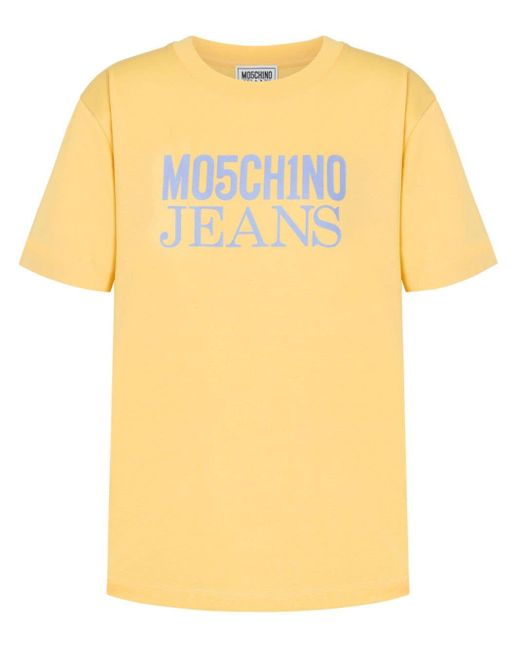 Moschino Jeans Katoenen T-shirt Met Logoprint in het Yellow