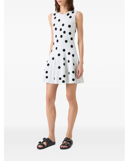 Akris Punto White Polka-Dot Sleeveless Dress
