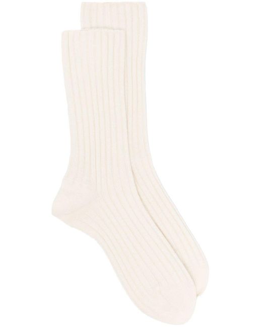 The Row White Ribbed-knit Ankle Socks