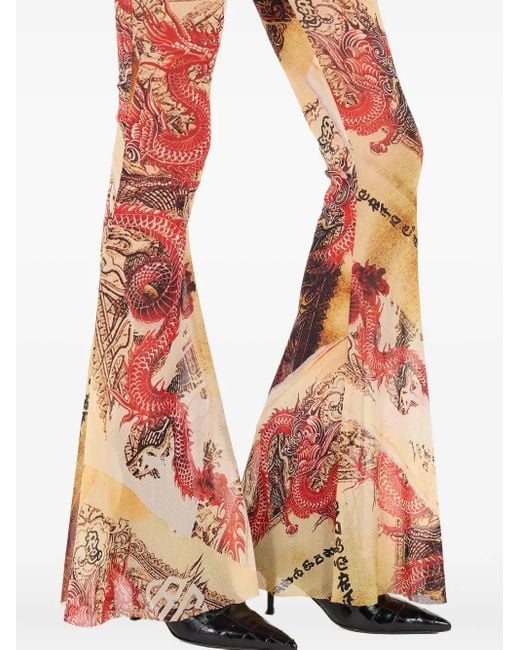 Roberto Cavalli Flared Broek Met Print in het Natural