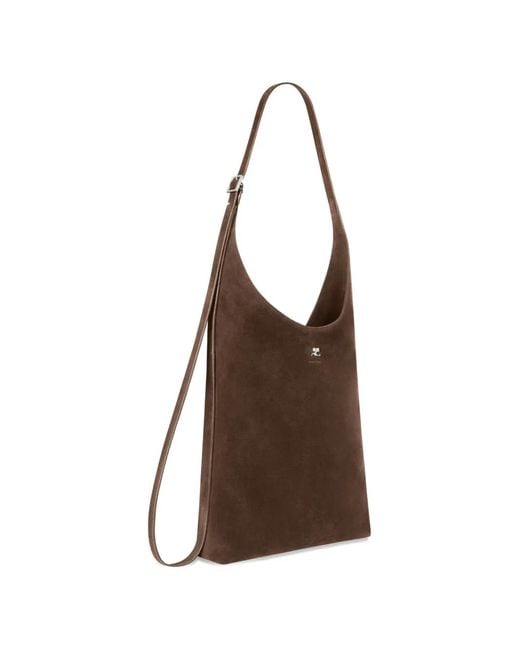 Courreges Brown Large Melt Suede Shoulder Bag