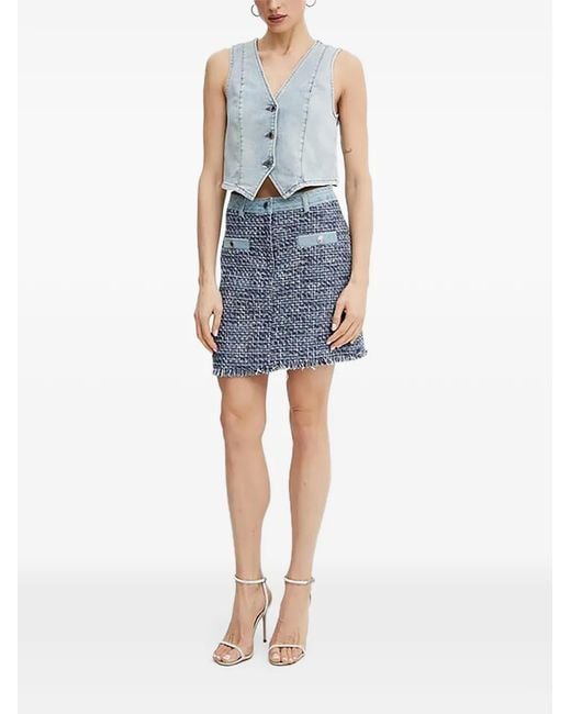 Morgan Blue Button V-Neck Top