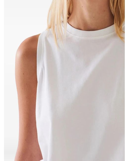 Patrick Assaraf White Boyfriend Crew-Neck Sleeveless Top