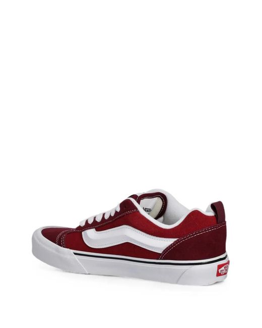 Vans Red Knu Skool Suede Logo-Patch Sneakers