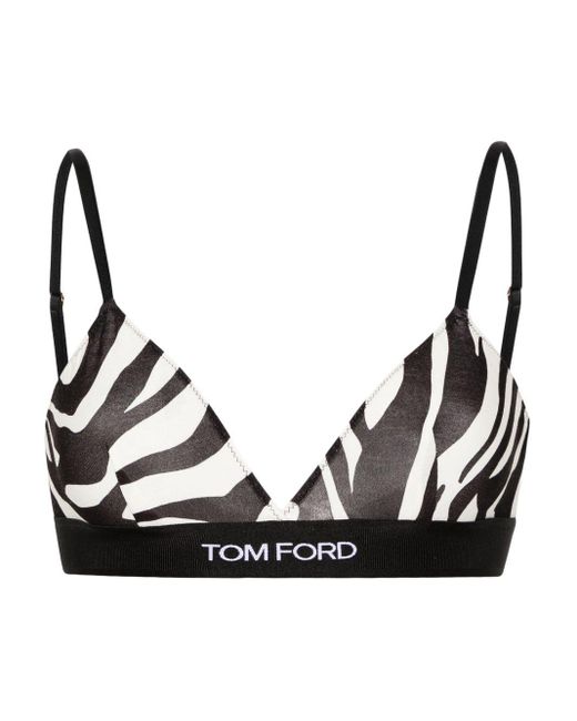 Tom Ford Black Optical Zebra Printed Modal Signature Bra