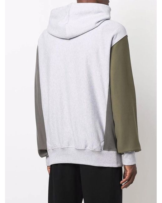 Helmut Lang Gray Patchwork Logo-Print Pullover Hoodie for men
