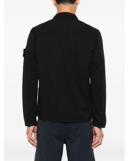 Stone Island Black Zip-Up Jacket With Classic Collar for men