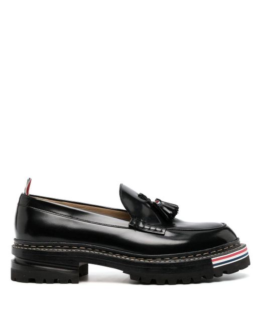 Thom Browne Black Chunky Tasselled Leather Loafers for men