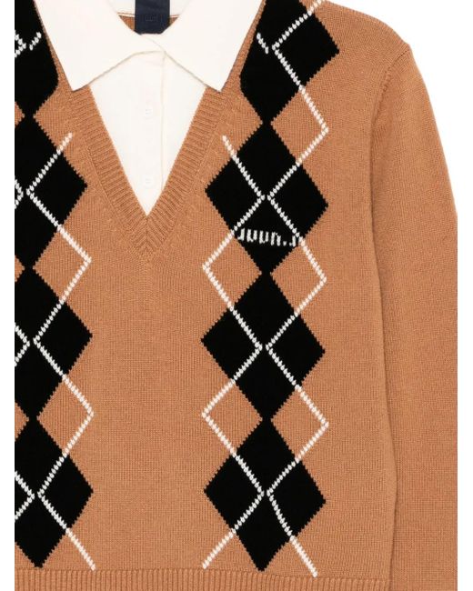 Juun.J Brown Layered Polo Top
