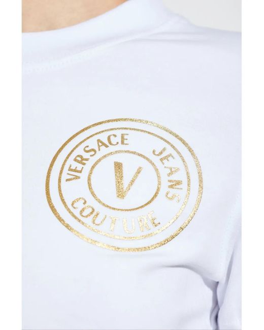 Versace Jeans Couture White Logo-Print T-Shirt