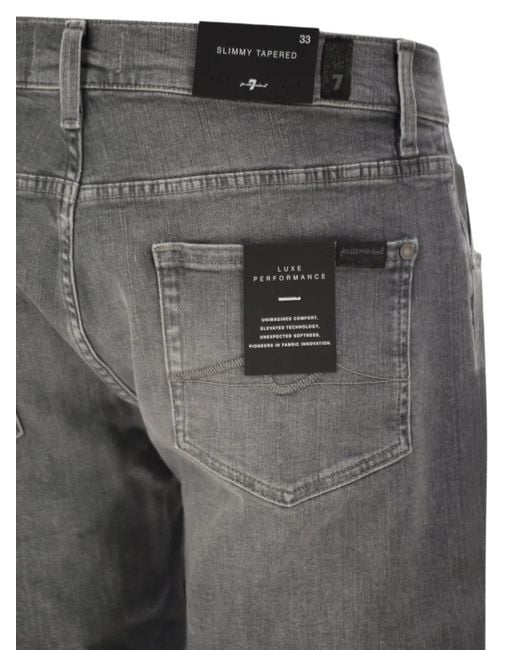 7 For All Mankind Gray Belt-Loop Buttoned Jeans for men
