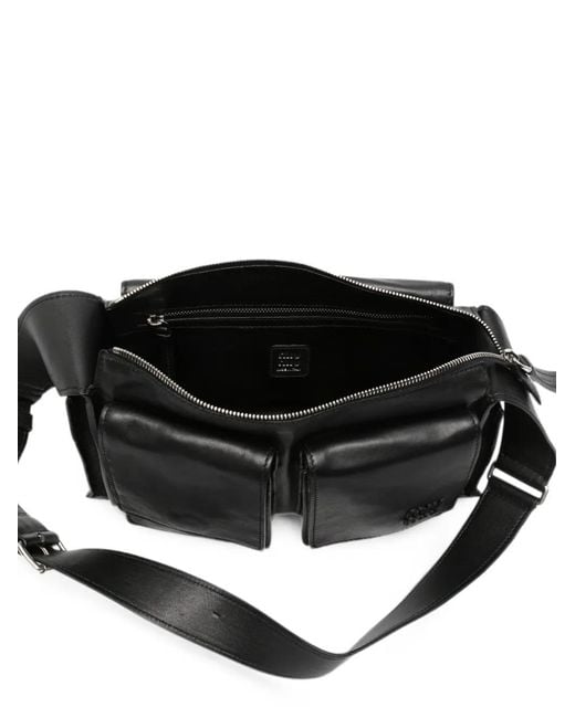 Miu Miu Black Multi-Pocket Leather Shoulder Bag