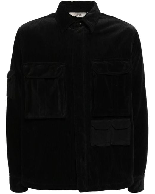 Aspesi Black Corduroy Shirt Jacket for men