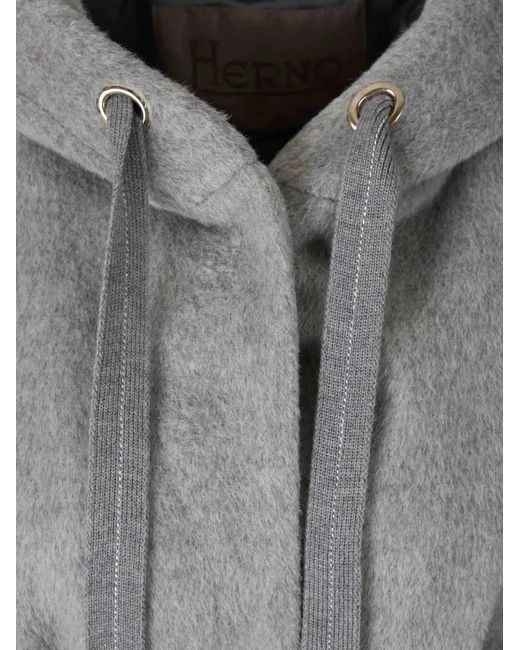 Herno Gray Hooded Belted Jacket