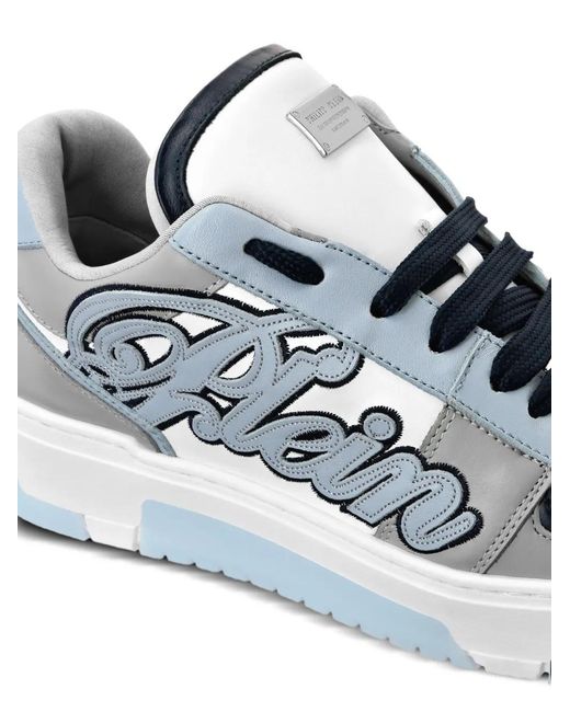 Philipp Plein Blue Logo-Patch Low-Top Sneakers