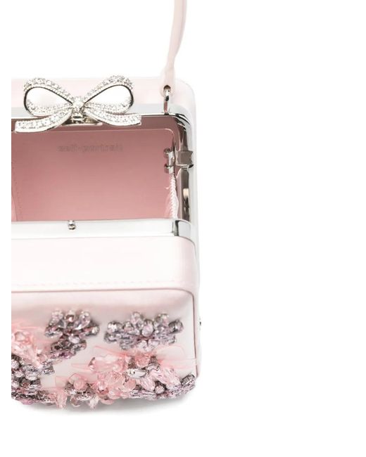 Self-Portrait Pink Mirco Floral-Embellished Tote Bag
