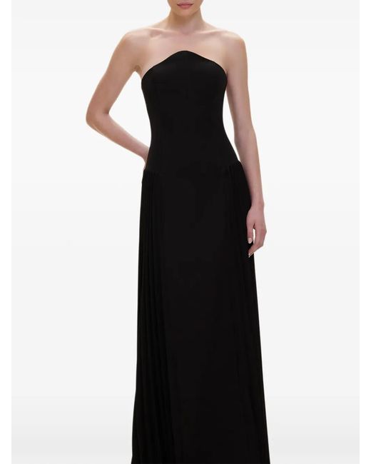 V:PM ATELIER Black Strapless Pleated Dress
