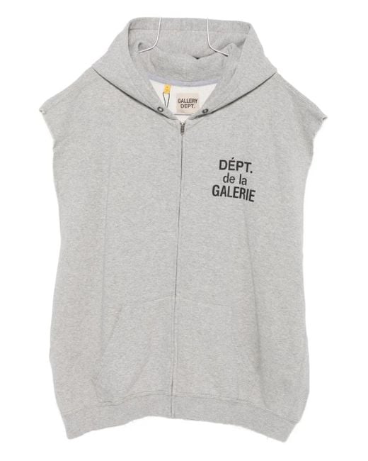 GALLERY DEPT. Gray Logo-Print Sleeveless Hoodie for men