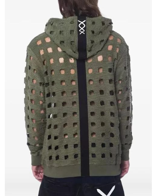 Nicolo' Beretta Gray Cutout-Knit Hoodie for men