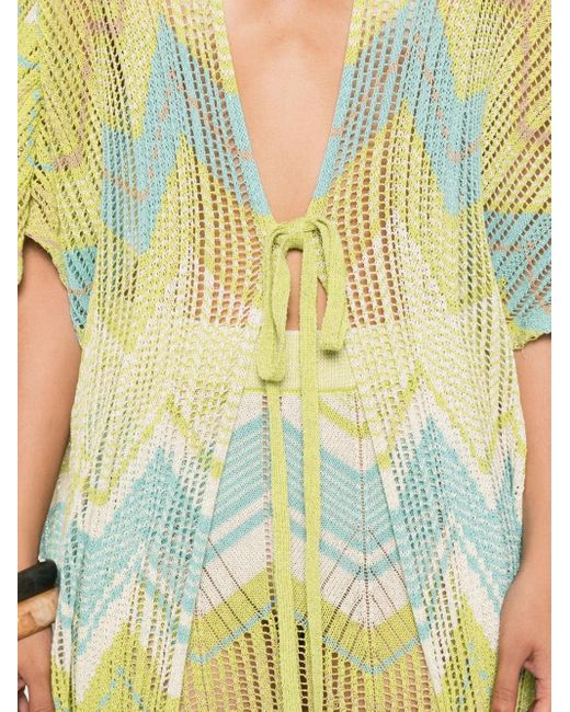 Akep Yellow Zigzag Knitted Coat