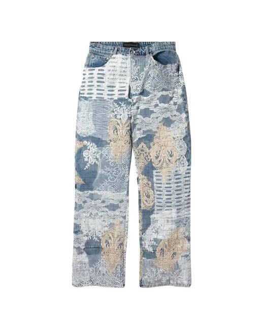 Who Decides War Blue Grid Lace Jeans for men