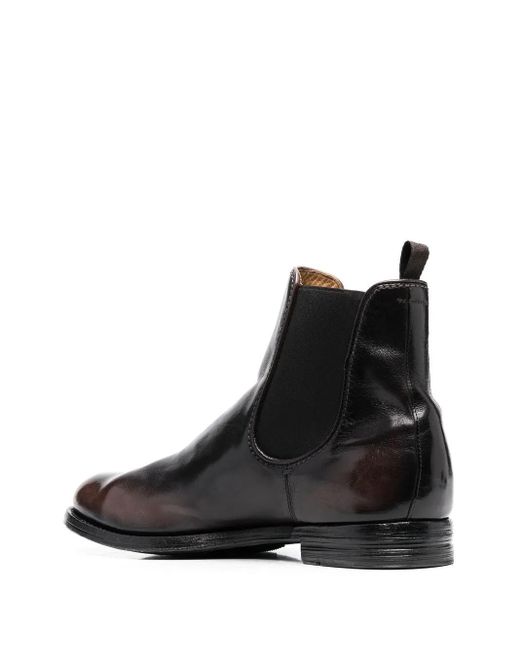 Officine Creative Black Leather Ankle Boots for men