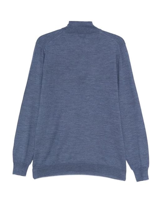 Fedeli Blue Half-Zip Top for men