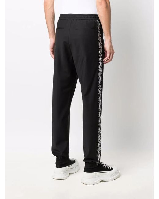 Philipp Plein Black Skull-Motif Rhinestone Track Trousers for men