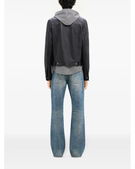 Courreges Black Leather Shirt Jacket for men