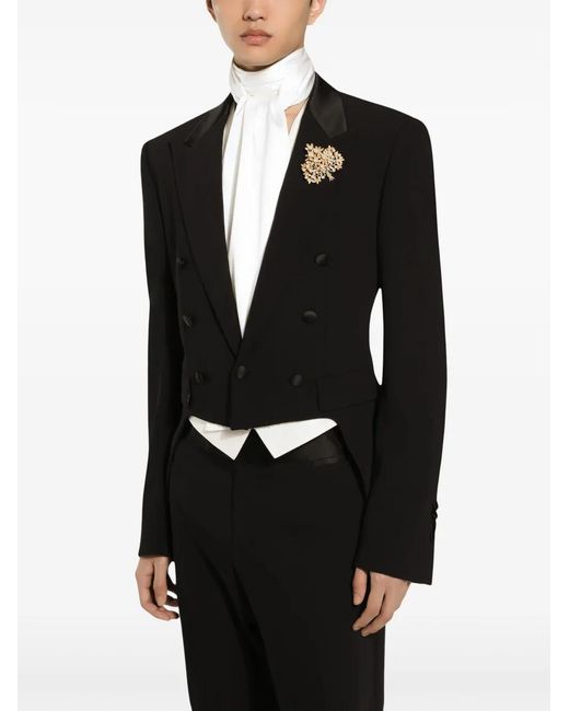 Dolce & Gabbana Black Tailored Virgin Wool-Silk Suit for men