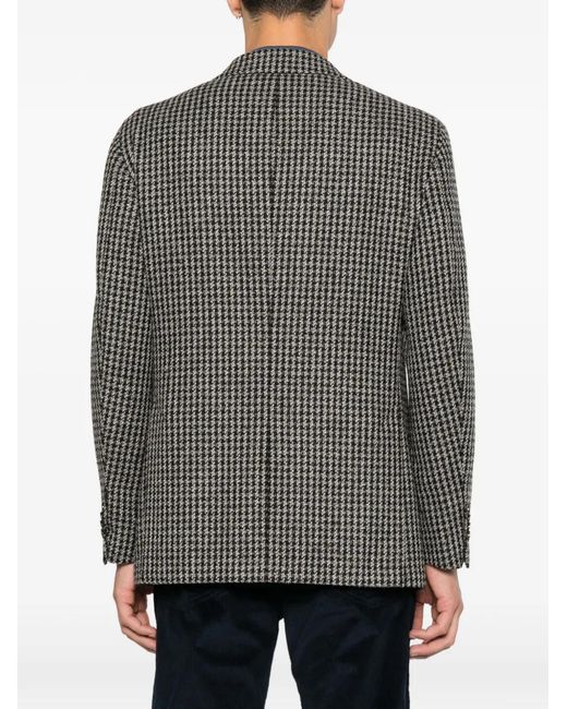 Gabriele Pasini Gray Houndstooth-Pattern Single-Breasted Blazer for men