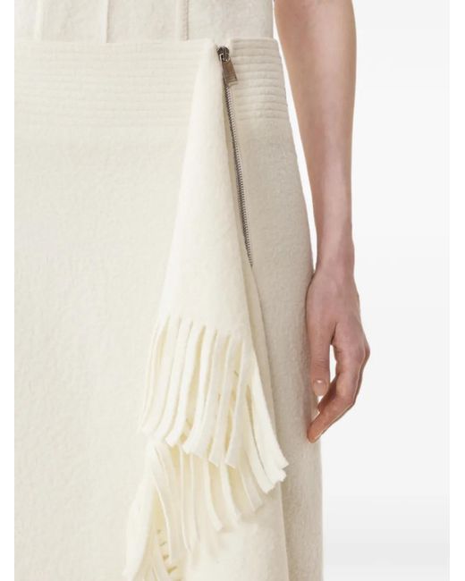 Lanvin White Fringed Skirt