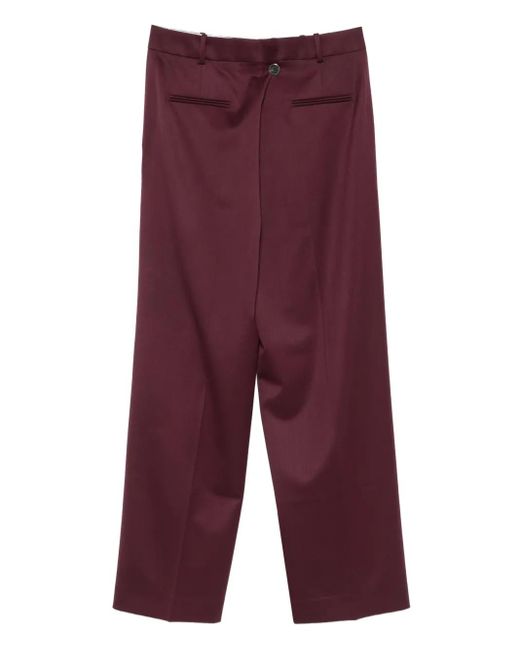 Another Tomorrow Purple Pleated Wool-Blend Trousers