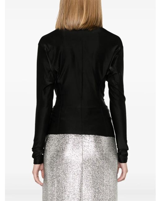Rabanne Black Gathered-Detail Top