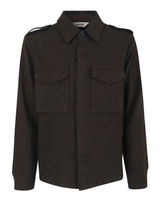 Aspesi Black Long-Sleeve Shirt for men