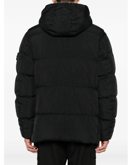 Stone Island Black Compass-Patch Quilted Jacket for men
