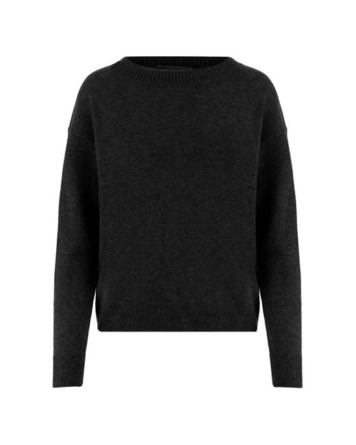 Allude Black Crew-Neck Long-Sleeve Sweater