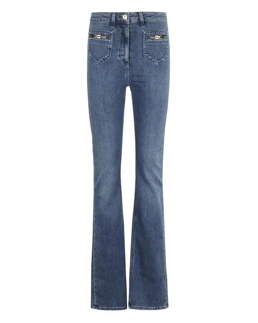 Elisabetta Franchi Blue Classic Flared Jeans With Fitted Waist