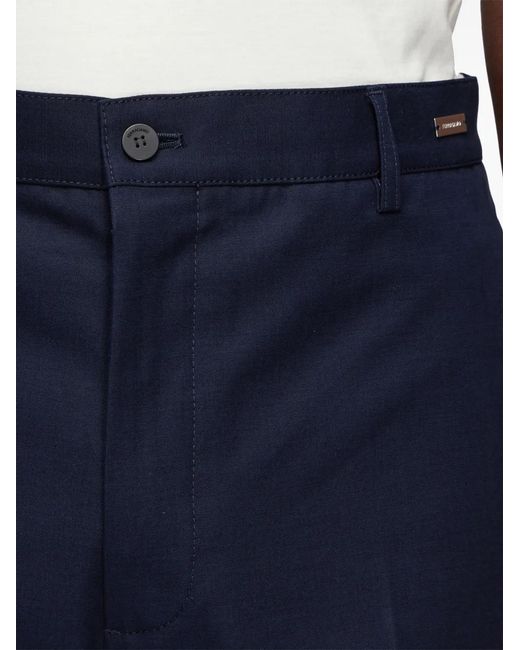 Ferragamo Blue Logo-Plaque Cotton Straight-Leg Trousers for men