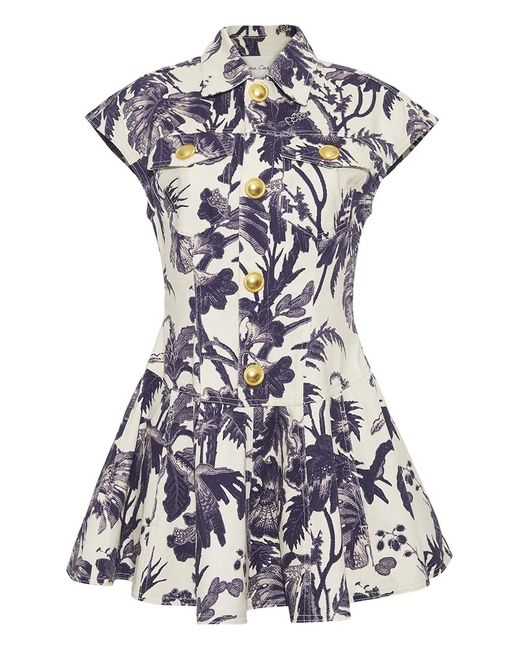Cara Cara White Ryce Button-Up Floral Mini Dress