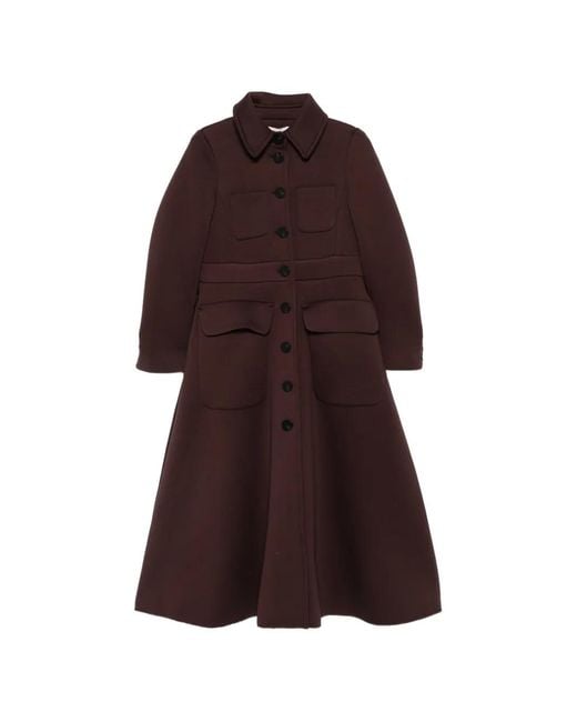 Psophia Purple Button-Up Flared Coat