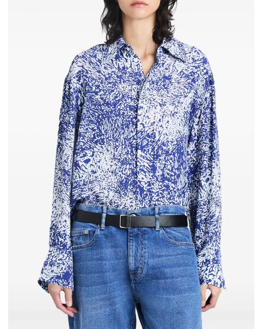Proenza Schouler Blue Norman Abstract-Print Blouse