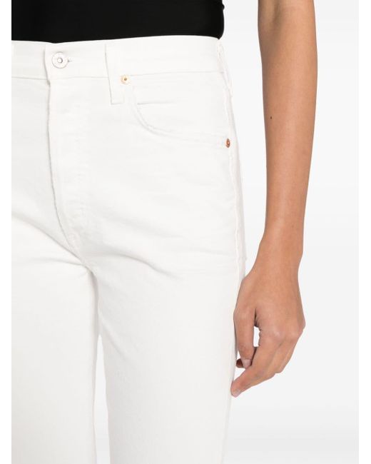 Citizens of Humanity White Jolene Slim-Fit-Jeans mit hohem Bund