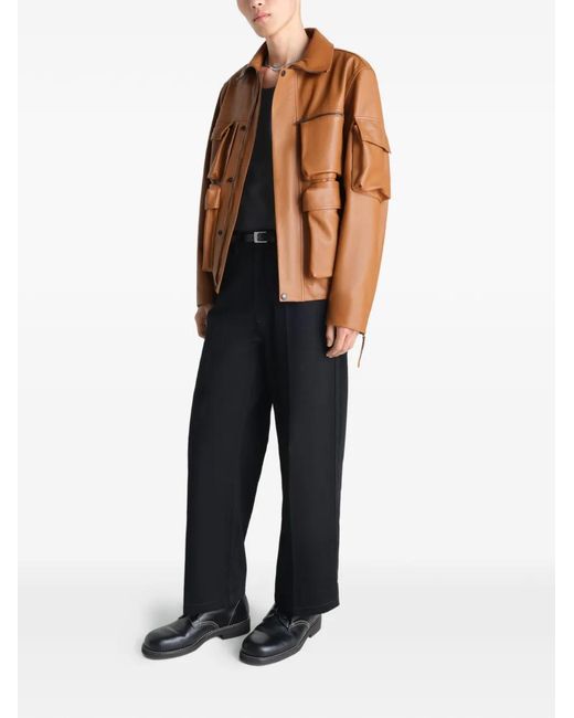 Lemaire Brown Leather Blouson With Pockets